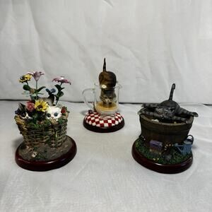 Gary Patterson Danbury Mint Cat Figurines Hide And Seek, Bath Time, Curiosity